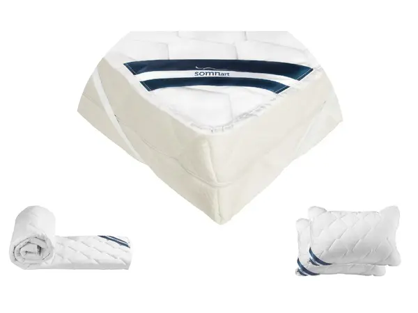 Pachet 1 Protectie pentru saltea Bumbac Pur, 160x200 + Pilota Bumbac Pur, 180x200 + 2 Perna Bumbac Pur, 50x70, 100% bumbac