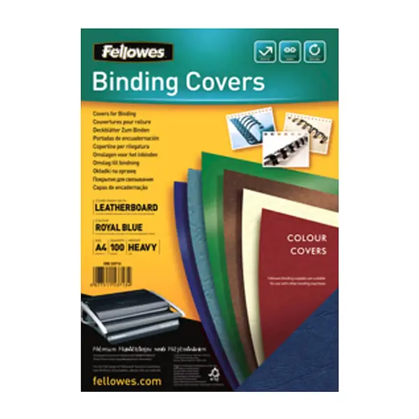 Pachet 10 buc coperti carton fellowes a4 250gr imitatie piele albastru 100/top Coperti carton Fellowes A4 250gr imitatie piele albastru 100/top