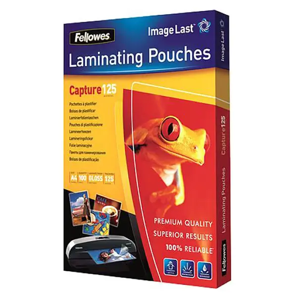 Pachet 10 buc folie laminat fellowes a4 125 microni 100 bucati/top Folie laminat Fellowes A4 125 microni 100 bucati/top