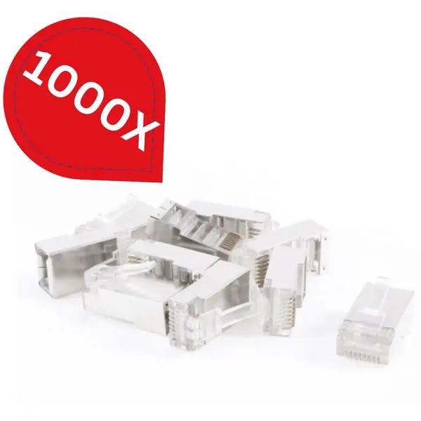 Pachet 1000 bucăți Mufă RJ45 CAT6, plastic și cupru