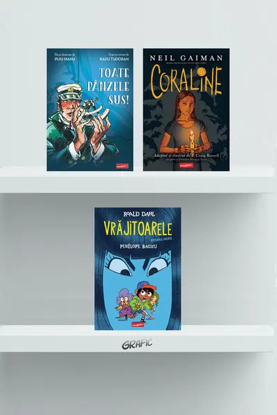 Pachet 3 romane grafice (Coraline, Vrăjitoarele, Toate pânzele sus) - Neil Gaiman, P. Craig Russe...