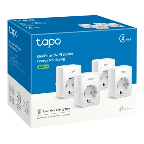 Pachet 4 prize smart, 16A, Wi-Fi, control vocal, monitorizare consum - TP-Link Tapo TapoP110(4-pack)