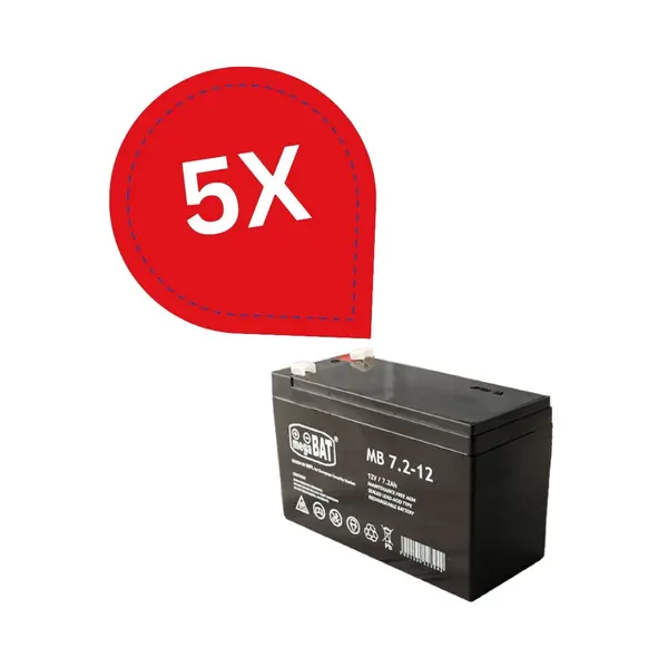 Pachet 5 bucăți Acumulator VRLA 12V 7.2Ah fără întreținere, conector Faston 187, MB 7.2-12