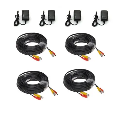 Pachet accesorii montaj 4 camere supraveghere HD, surse 12V/1A + cabluri sertizate 20 m