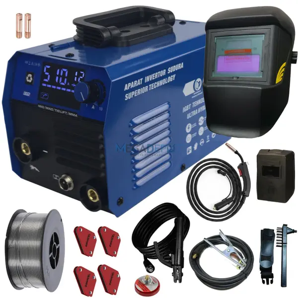 Pachet Aparat de sudura 4 in 1 Ural, MIG MAG MMA LIFT TIG, 510Ah, Sudura Sarma Flux, Masca automata, Magneti suport si de masa, sarma inclusa, electrod 1.6-6mm