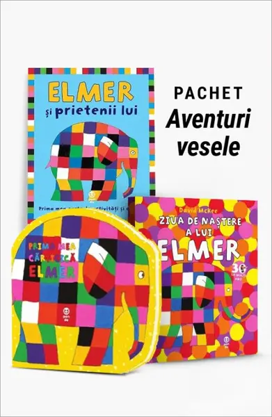 Pachet Aventuri vesele. Elmer și prietenii lui/Prima mea cărticică Elmer/Ziua de naștere a lui Elmer - David McKee