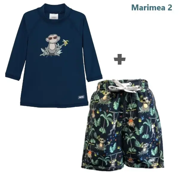 PACHET: BERMUDE + BLUZA CU MANECA LUNGA, Navy Jungle, Marimea 2