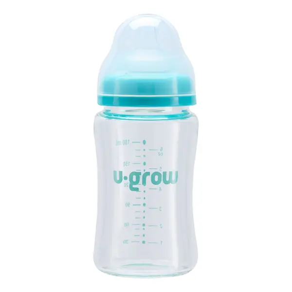 Pachet Biberon de sticla 180ml + Tentine 2 bucati, U-Grow