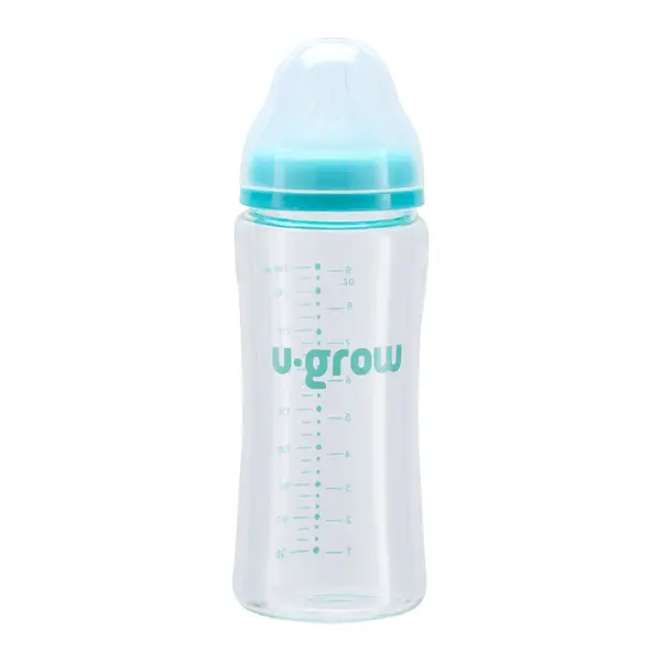 Pachet Biberon de sticla 260ml + Tentine 2 bucati, U-Grow