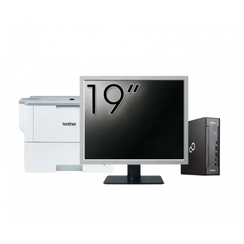 Pachet Calculator refurbished Fujitsu Esprimo Q958 Mini PC, Intel Core i5-8400 2.80 - 4.00GHz, 8GB DDR4, 256GB SSD + Monitor 19" + Imprimanta Brother HL-L6300DW