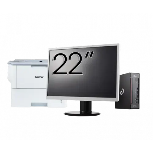 Pachet Calculator refurbished Fujitsu Esprimo Q958 Mini PC, Intel Core i5-8400 2.80 - 4.00GHz, 8GB DDR4, 256GB SSD + Monitor 22" + Imprimanta Brother HL-L6300DW