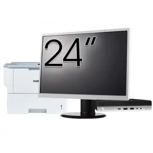 Pachet Calculator refurbished HP EliteDesk 800 G3 Mini PC, Intel Core i7-6700T 2.80GHz, 8GB DDR4, 256GB SSD + Monitor 24" & Imprimanta Brother HL-L6300DW