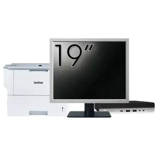 Pachet Calculator refurbished HP EliteDesk 800 G3 Mini PC, Intel Core i5-6500T 2.50GHz, 16GB DDR4, 512GB SSD + Monitor 19" & Imprimanta Brother HL-L6300DW