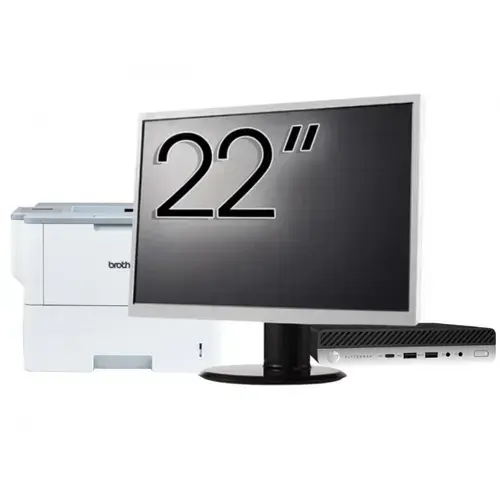 Pachet Calculator refurbished HP EliteDesk 800 G3 Mini PC, Intel Core i5-6500T 2.50GHz, 16GB DDR4, 256GB SSD + Monitor 22" & Imprimanta Brother HL-L6300DW