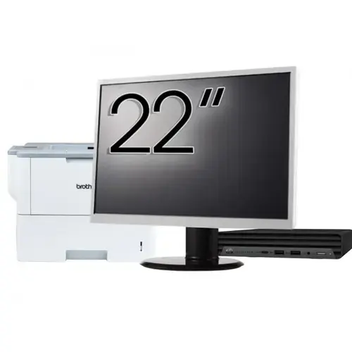 Pachet Calculator refurbished HP EliteDesk 800 G6 Mini PC, Intel Core i5-10500T 2.30 - 3.80GHz, 8GB DDR4, 256GB SSD + Monitor 22" & Imprimanta Brother HL-L6300DW