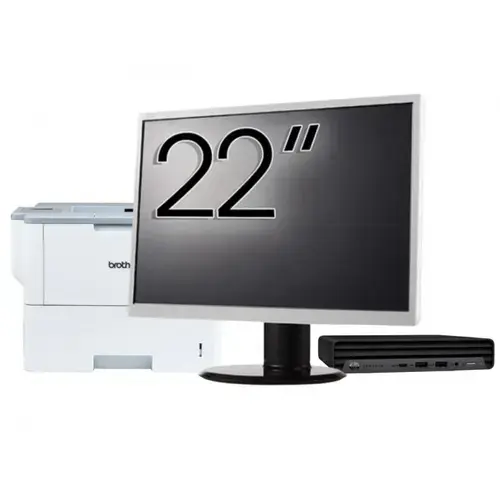 Pachet Calculator refurbished HP ProDesk 400 G6 Mini, Intel Core i5-10500T 2.30 - 3.80GHz, 8GB DDR4, 256GB SSD + Monitor 22" & Imprimanta Brother HL-L6300DW