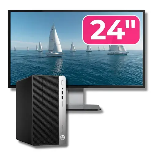 Pachet Calculator Refurbished HP ProDesk 400 G6 MT, Intel Core i5-9500 3.00-4.40GHz, 8GB DDR4, 256GB SSD + Monitor 24"