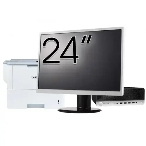 Pachet Calculator refurbished HP ProDesk 600 G3 SFF, Intel Core i5-6500 3.20GHz, 8GB DDR4, 256GB SSD + Monitor 24" & Imprimanta Brother HL-L6300DW