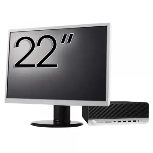 Pachet Calculator Refurbished HP ProDesk 600 G3 SFF, Intel Core i5-6500 3.20GHz, 8GB DDR4, 256GB SSD + Monitor 22inch