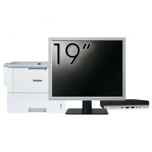 Pachet Calculator refurbished HP ProDesk 600 G5 Mini, Intel Core i5-8500T 2.10 - 3.50GHz, 8GB DDR4, 256GB SSD + Monitor 19" & Imprimanta Brother HL-L6300DW
