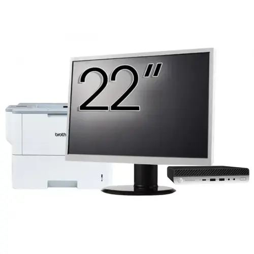 Pachet Calculator refurbished HP ProDesk 600 G5 Mini, Intel Core i5-8500T 2.10 - 3.50GHz, 8GB DDR4, 256GB SSD + Monitor 22" & Imprimanta Brother HL-L6300DW
