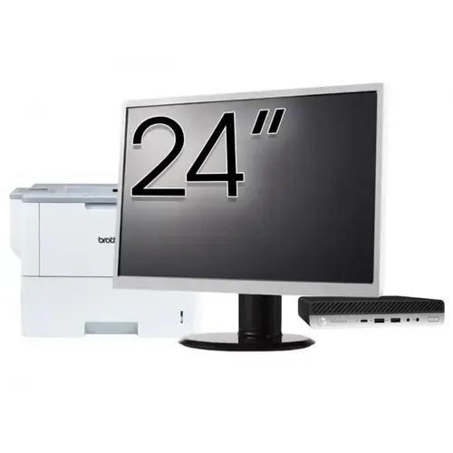 Pachet Calculator refurbished HP ProDesk 600 G5 Mini, Intel Core i5-8500T 2.10 - 3.50GHz, 8GB DDR4, 256GB SSD + Monitor 24" & Imprimanta Brother HL-L6300DW
