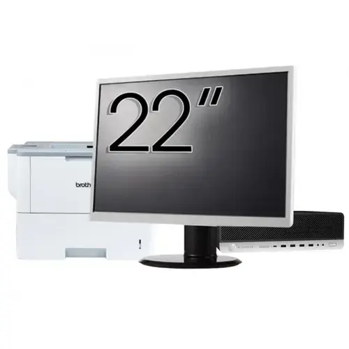 Pachet Calculator refurbished HP ProDesk 800 G3 SFF, Intel Core i5-7500 3.40-3.80GHz, 8GB DDR4, 256GB SSD + Monitor 22" & Imprimanta Brother HL-L6300DW