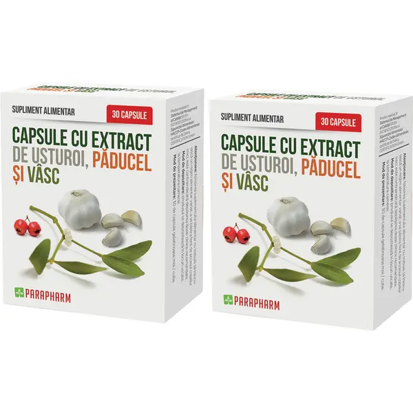 Pachet Capsule cu Extract de Usturoi, Paducel, Vasc 30cps+30cps
