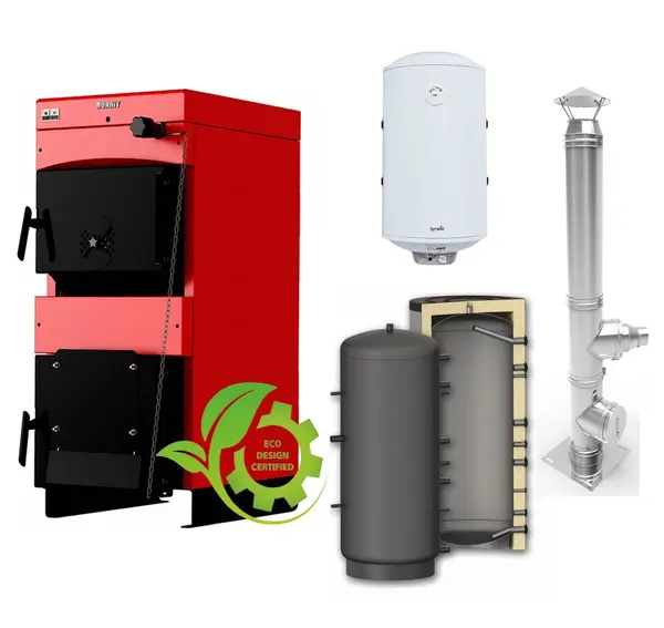 Pachet Centrala pe combustibil solid Sunsystem Burnit NWB MAX 55 kW, Puffer P 1000l, Cos inox 6 ml 200 mm, Boiler Termoelectric Fornello 100l