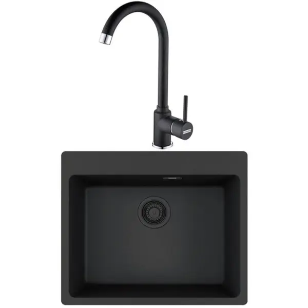 Pachet chiuveta Franke MRG 610-54 VN Fragranite + Baterie Pola 1.0, Ventil negru, 59 x 48 cm
