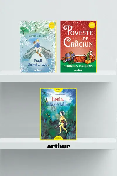 Pachet Classic Yellow ( Frații Inimă de Leu, Ronia, fată de tâlhar, Poveste de Crăciun) - Astrid Lindgren, Charles Di...