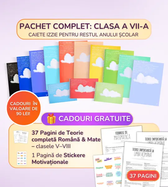 Pachet complet 12 Caiete Izzie: Clasa a 7-a, BACK TO SCHOOL 2026