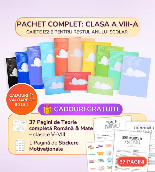 Pachet complet 12 Caiete Izzie: Clasa a 8-a, BACK TO SCHOOL 2026
