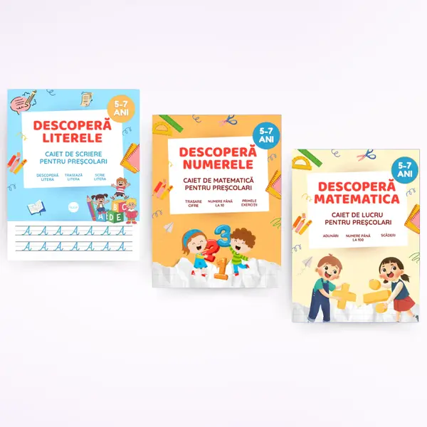 Pachet complet: Descoperă Literele + Numerele + Matematica (5-7 ani)
