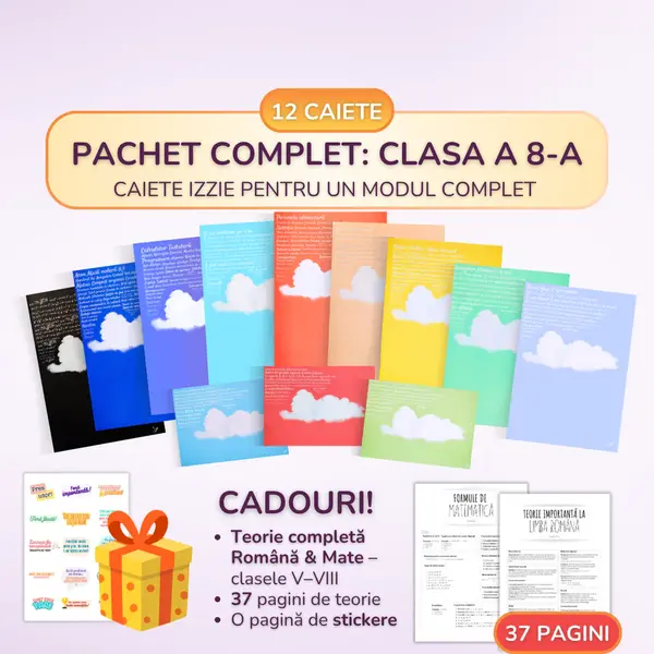 Pachet complet pentru un Modul - 12 Caiete Izzie: Clasa a 8-a, BACK TO SCHOOL 2026