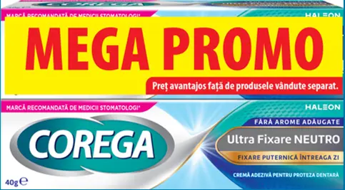 Pachet Crema adeziva pentru proteza Neutro, 2 x 40g, Corega