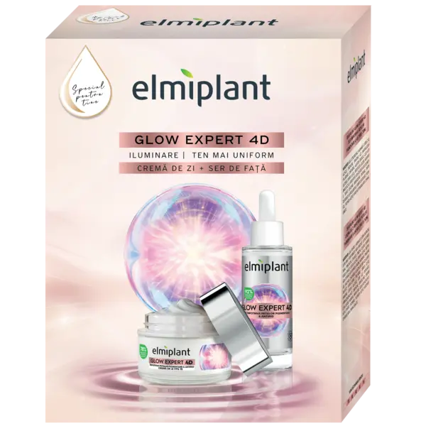 Pachet Crema de fata 50ml + Ser de fata 15ml Glow, 1 bucata, Elmiplant