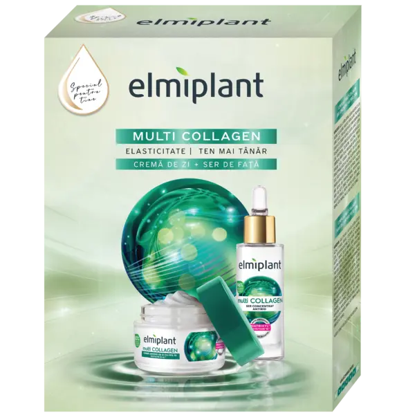 Pachet Crema de zi 30ml + Ser de fata 30ml Multi Collagen, 1 bucata, Elmiplant