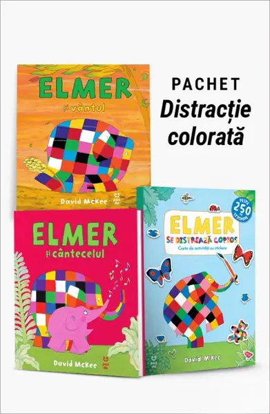 Pachet Distracție colorată. Elmer și vântul/Elmer și cântecelul/Elmer se distrează copios - David McKee