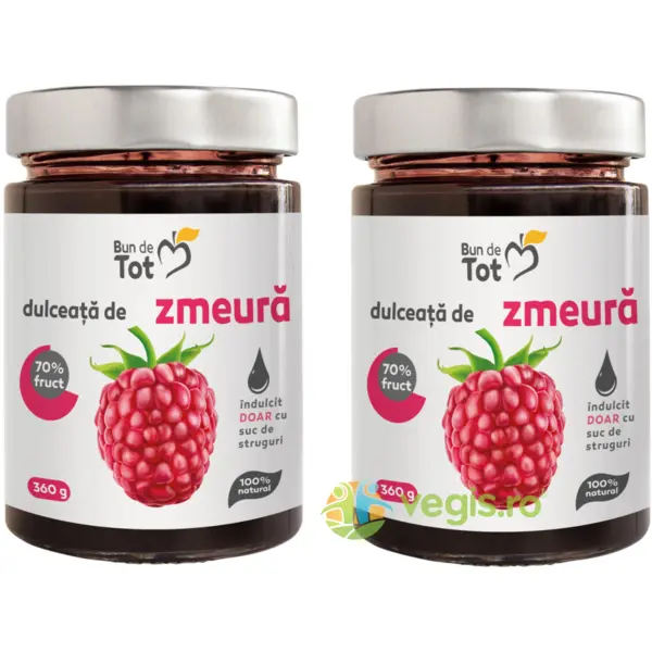 Pachet Dulceata de Zmeura fara Zahar 360g+360g