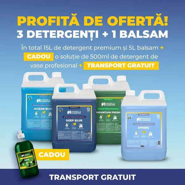 Pachet Family - Detergent 3x5L + Balsam 5L + 500 ml Detergent Vase Cadou