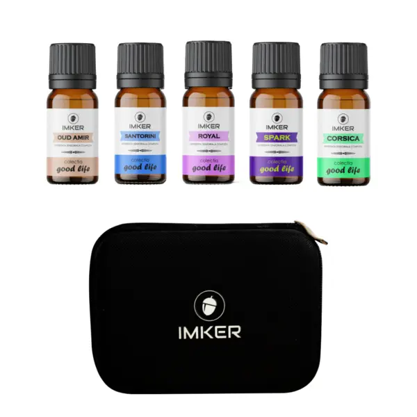 Pachet geanta si 5 parfumuri din uleiuri esentiale IMKER GoodLife