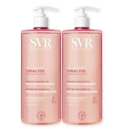 Pachet Gel de dus lavant pentru piele uscata si sensibila Topialyse, 2x1000 ml – SVR