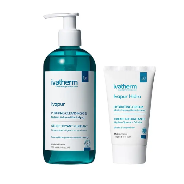 Pachet ingrijire ten acneic – Ivapur Gel Curatare 500 ml + Ivapur Hidra 40 ml