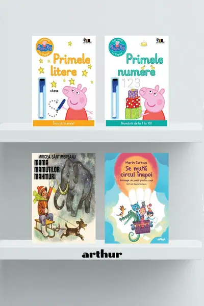 Pachet lecturi pentru 7 ani (Primele litere, Primele numere, Mama mamuților, Se mută circul înapoi)