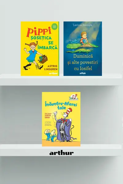 Pachet lecturi pentru 8 ani( Pippi Șosețica se îmbarcă, Totul despre corpul uman, Duminică și alte povestiri cu Iosifel)