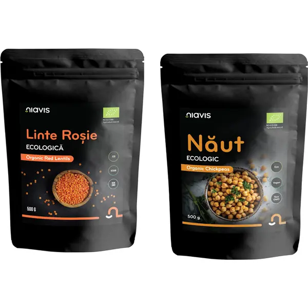 Pachet Linte Rosie Ecologica/Bio 500g + Naut Ecologic/Bio 500g
