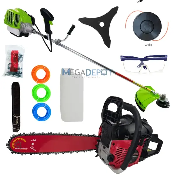 Pachet Motocoasa si Motofirastrau UralMash Campion, 8.5 CP, 12.000RPM, lama 40 cm, accesorii incluse
