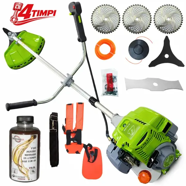 Pachet Motocositoare pe benzina UralMash , 4 timpi OHC, 8.5CP, 10 componente, 12.000RPM, 7 Stele, Accesorii incluse