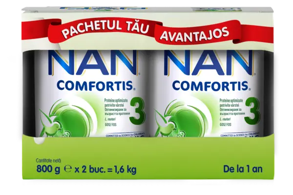 Pachet Nan 3 Comfortis 1-2 ani, 2 x 800g, Nestle